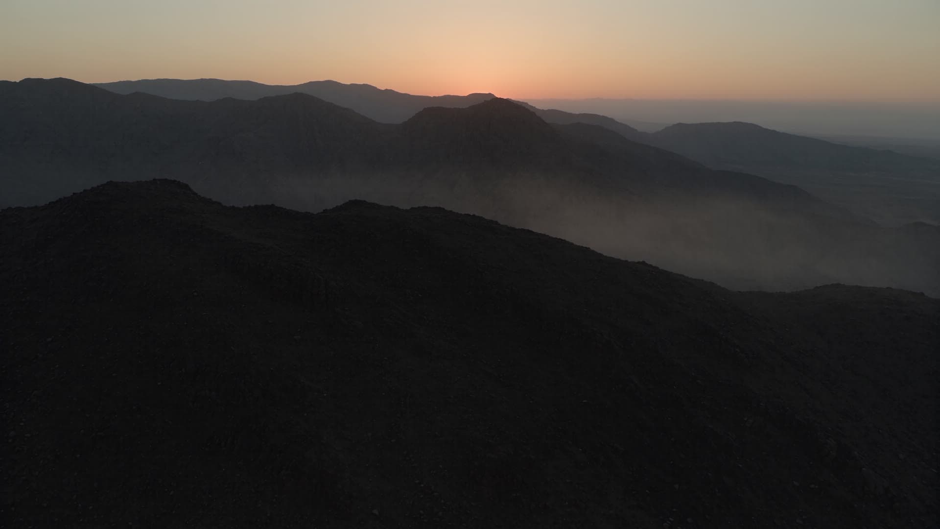 Zagros mountain ridges at first light